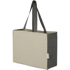 Pheebs 190 g/m² recycled cotton gusset tote bag with contrast sides 18L