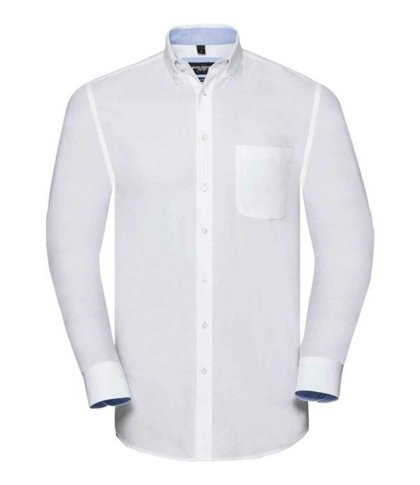 Russell Collection Tailored Long Sleeve Washed Oxford Shirt