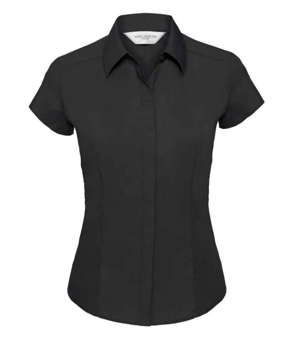 Russell Collection Ladies Cap Sleeve Fitted Poplin Shirt