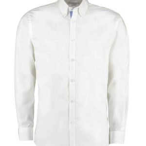 Kustom Kit Premium Long Sleeve Contrast Tailored Oxford Shirt