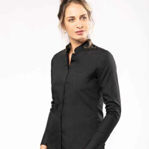 Kariban Ladies Long Sleeve Mandarin Collar Shirt