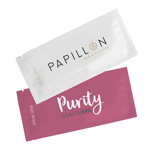 Single Biodegradable Wet Wipe in a Recyclable Packaging, Full Colour