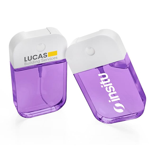 Refillable Hand Sanitiser Spray in a Purple Container (50ml)