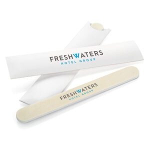 White Foam Backed Emery Board/Nail File in a Printed Sleeve (18cm)