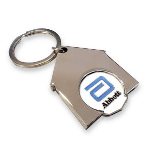 House Shaped Trolley Coin Keyring (Stamped Iron Soft Enamel Infill)