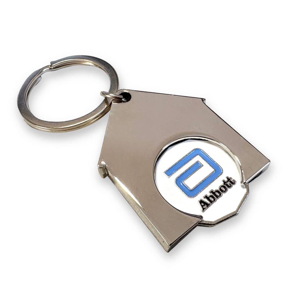 House Shaped Trolley Coin Keyring (Stamped Iron Soft Enamel Infill)