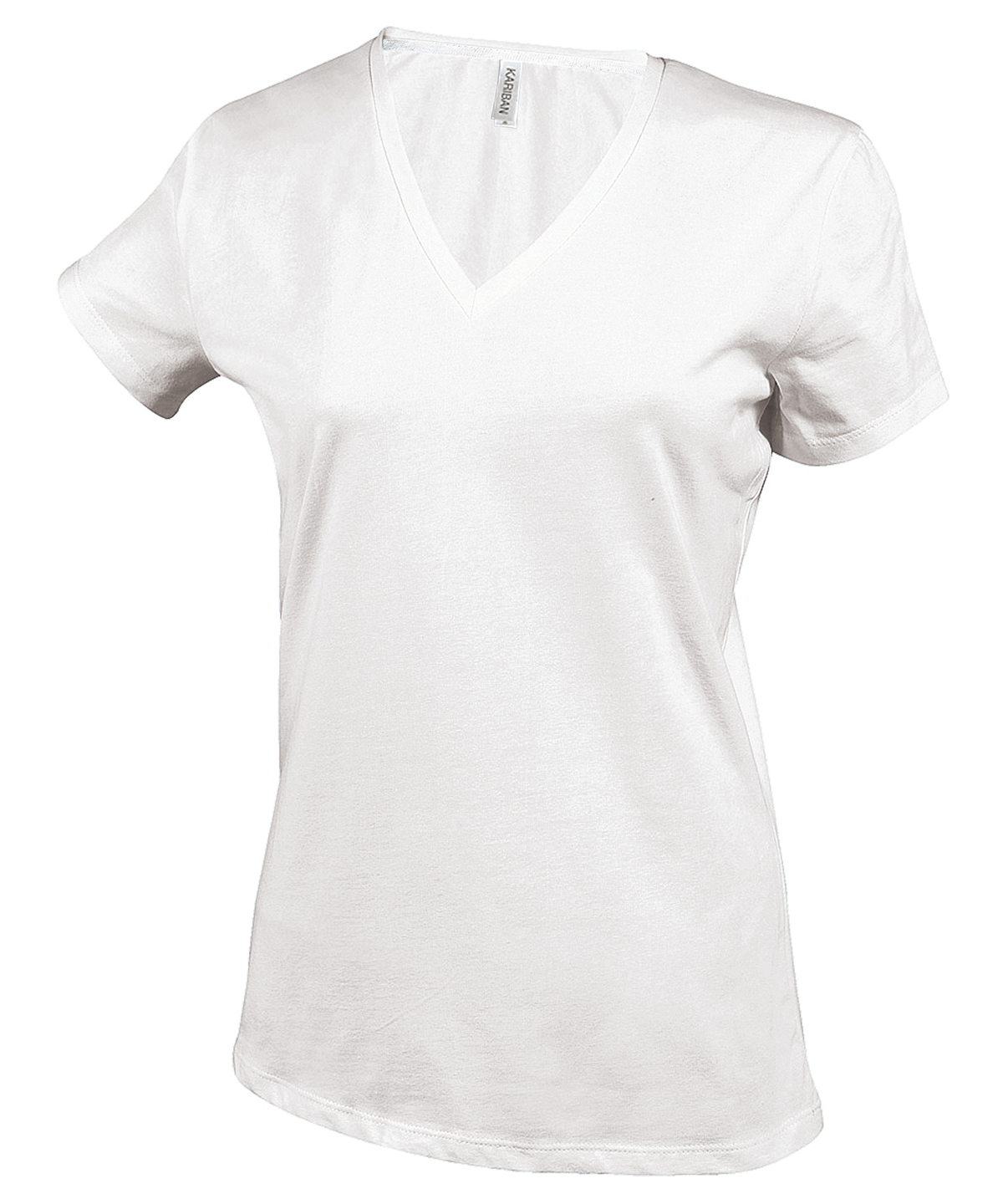 Ladies' short-sleeved V-neck T-shirt White 1 Ladies' short-sleeved V-neck T-shirt White