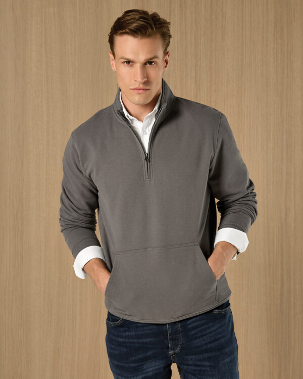 Regular fit 1/4-zip piqué sweatshirt