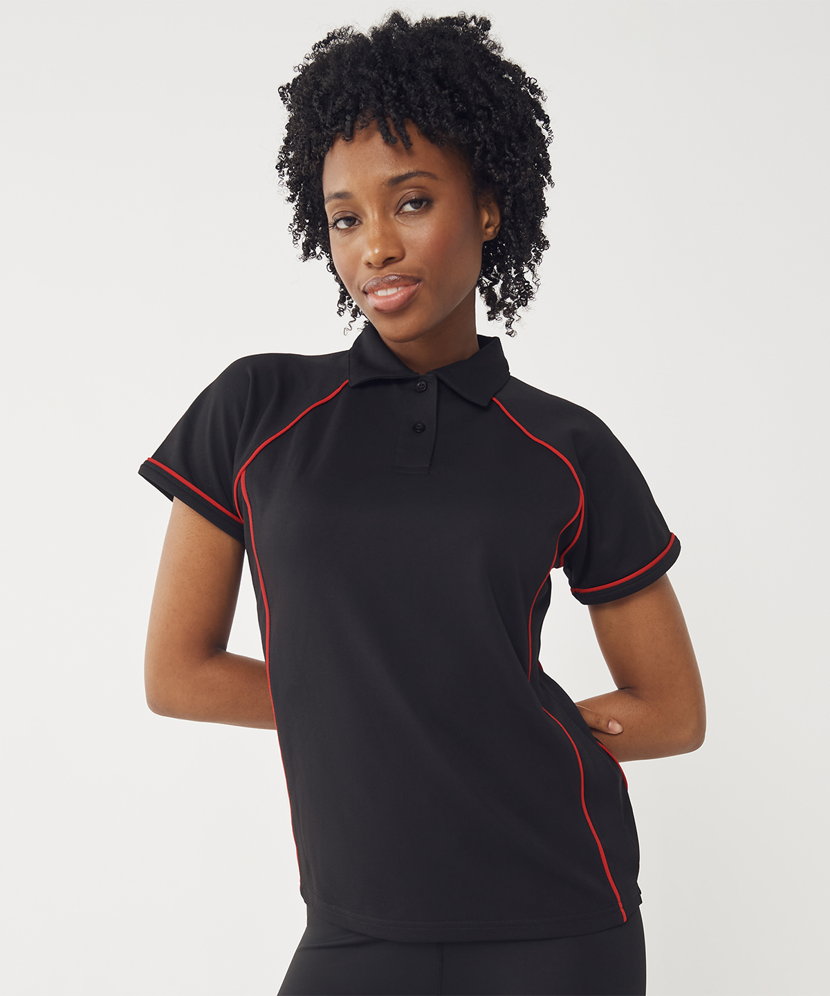 Women's piped performance polo 1 Women's piped performance polo
