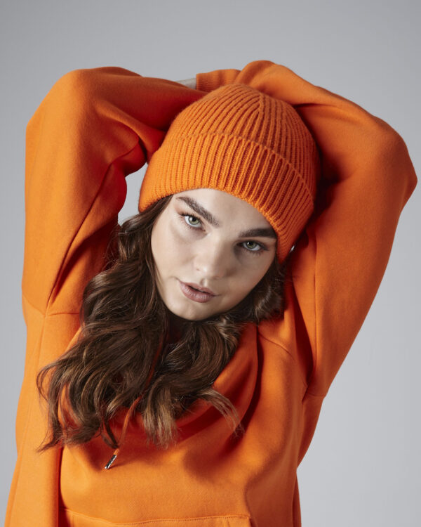 Engineered knit ribbed beanie