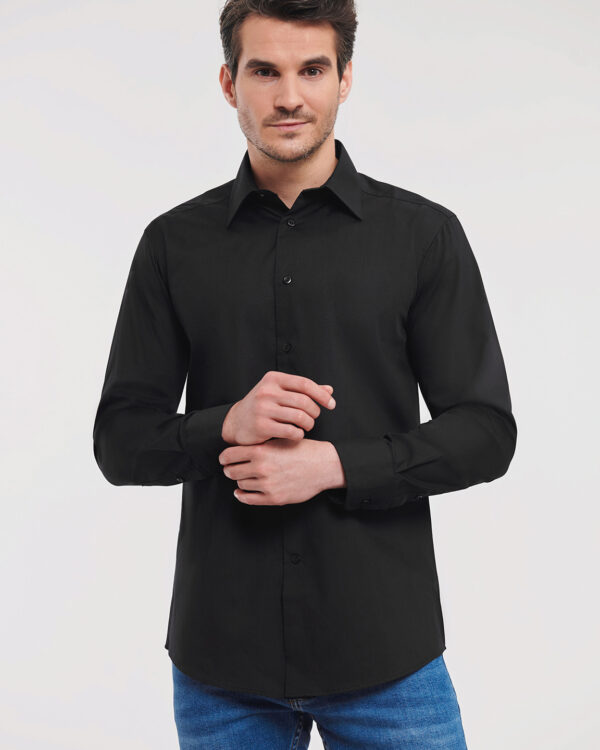 Long sleeve polycotton easycare fitted poplin shirt