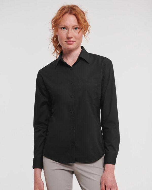 Women's long sleeve polycotton easycare poplin shirt