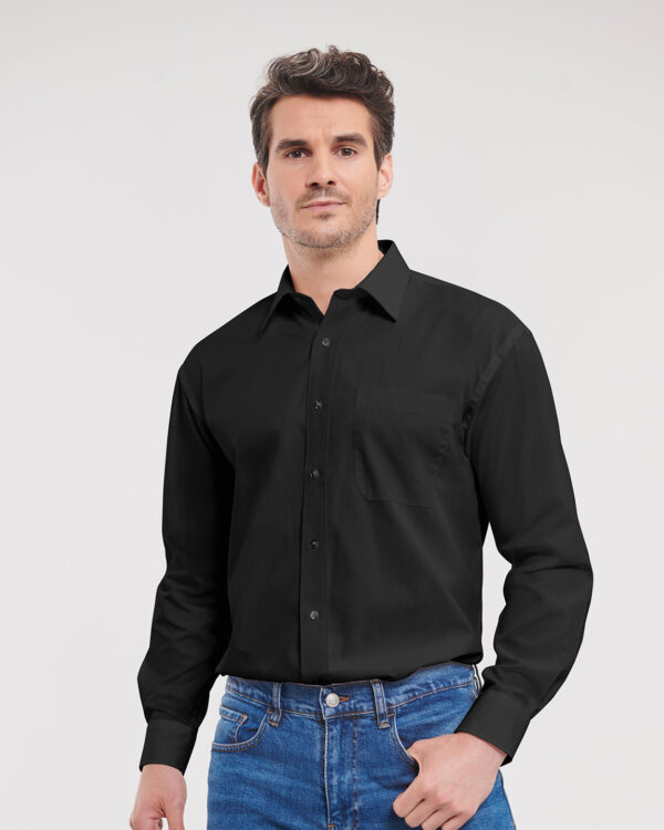 Long sleeve pure cotton easycare poplin shirt