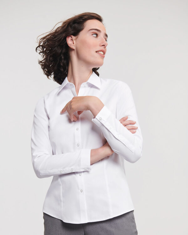 Women's long sleeve herringbone shirt