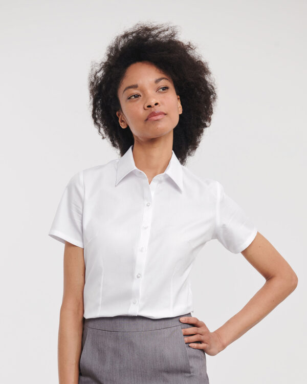 Women's short sleeve herringbone shirt