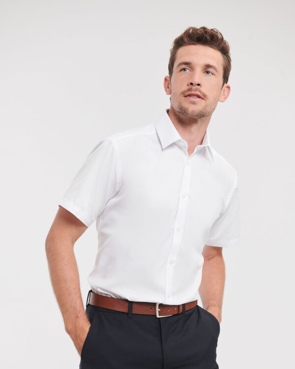 Short sleeve herringbone shirt