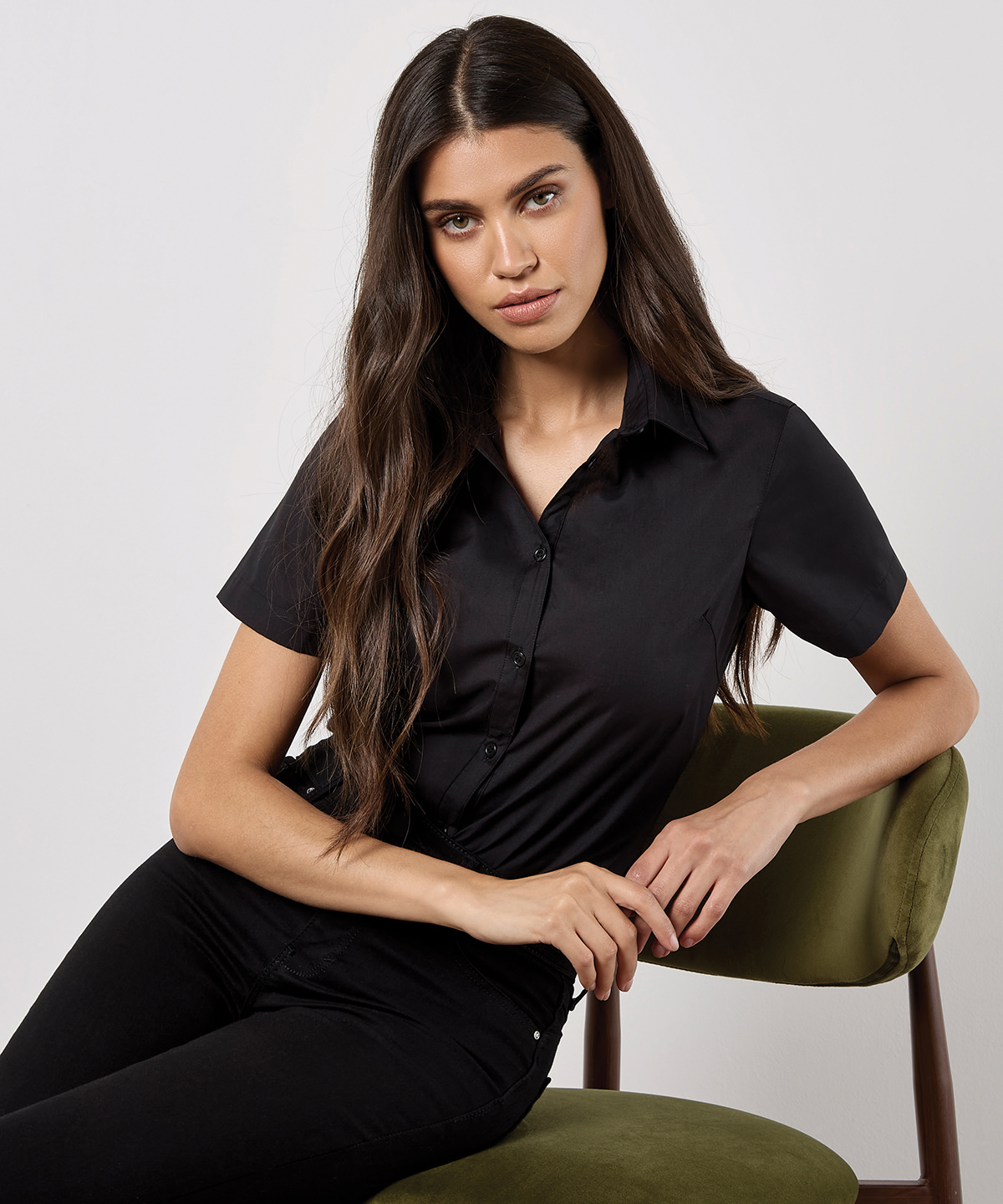 Women's poplin shirt short sleeve 1 Women's poplin shirt short sleeve