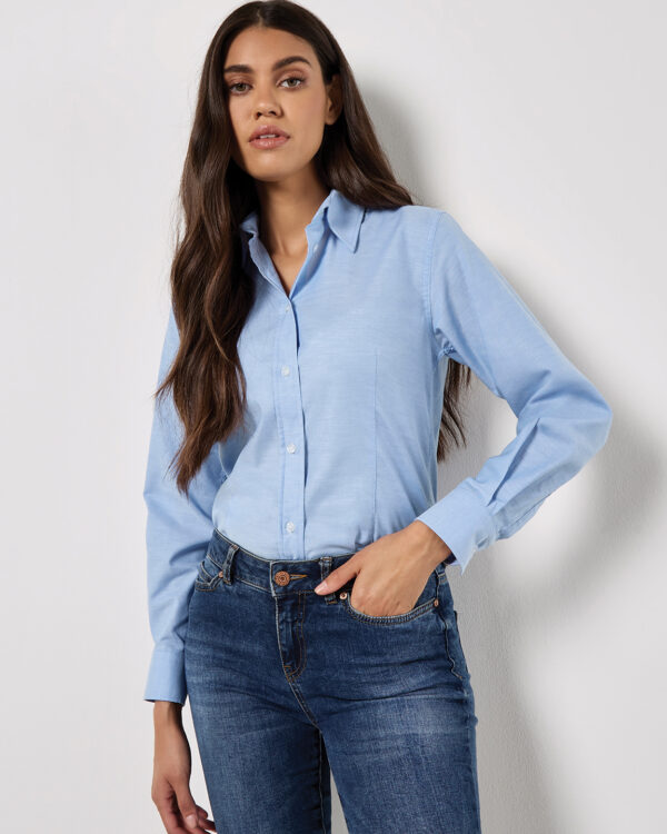 Women's workplace Oxford blouse long-sleeved (tailored fit)
