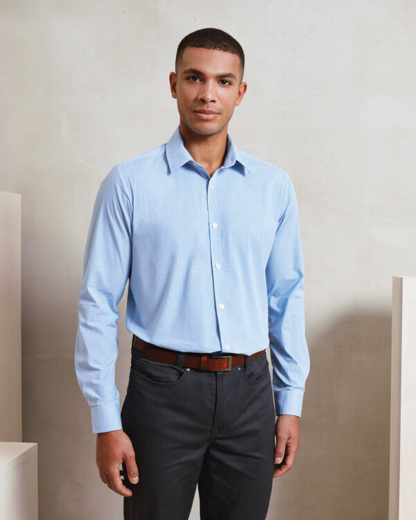 Microcheck (Gingham) long sleeve cotton shirt