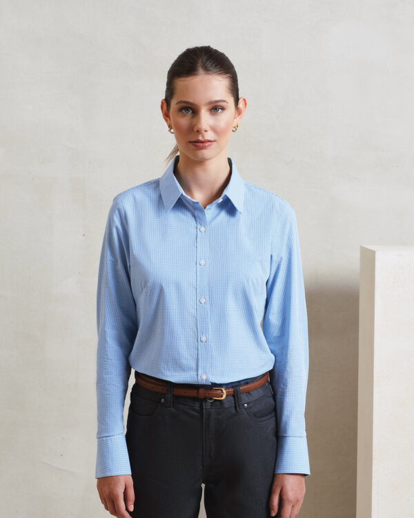 Women's Microcheck (Gingham) long sleeve cotton shirt