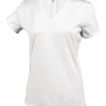 Ladies' short-sleeved V-neck T-shirt White