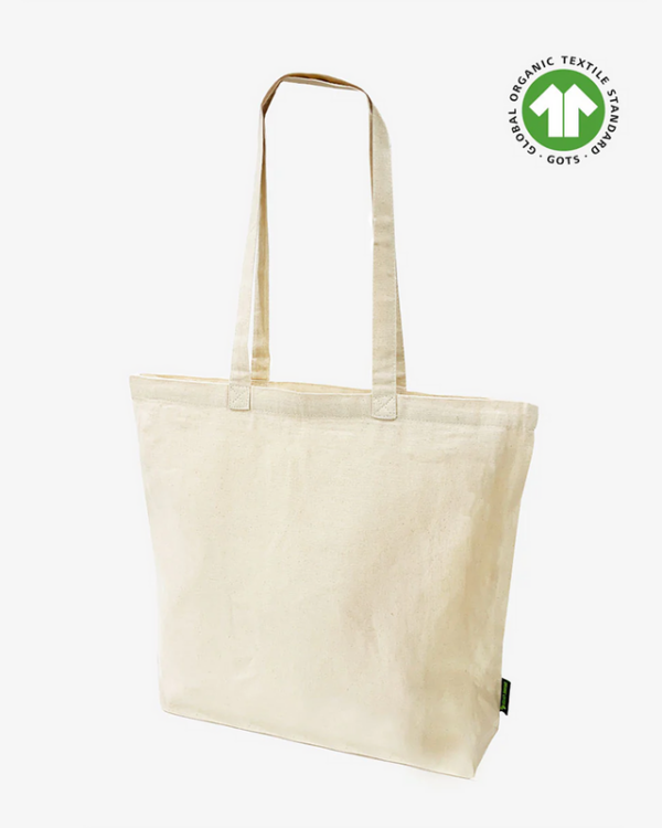 Organic Canvas Zippered Tote Bag
